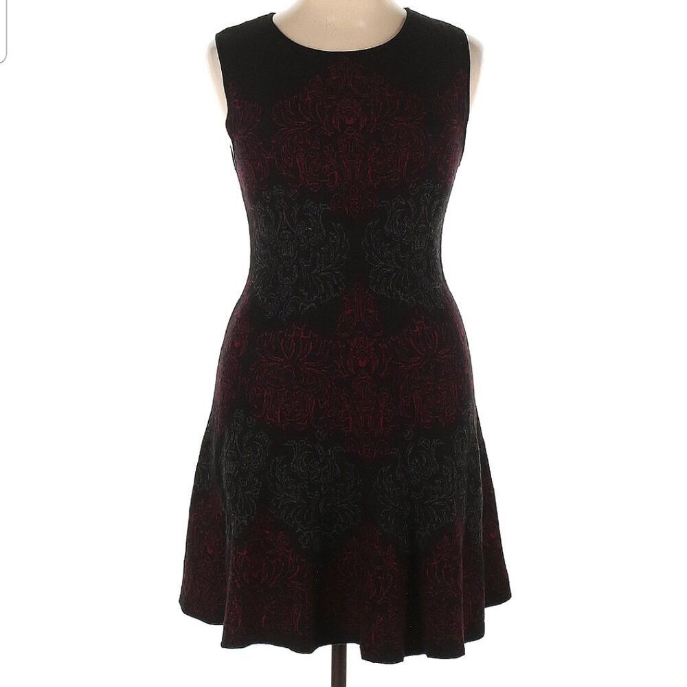 Max Studio sleeveless floral knit dress with red grey details women size XL (315 - Picture 1 of 11
